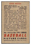 1951 Bowman Baseball #312 Gene Mauch Braves EX-MT 463235