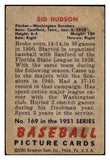 1951 Bowman Baseball #169 Sid Hudson Senators VG-EX 463260