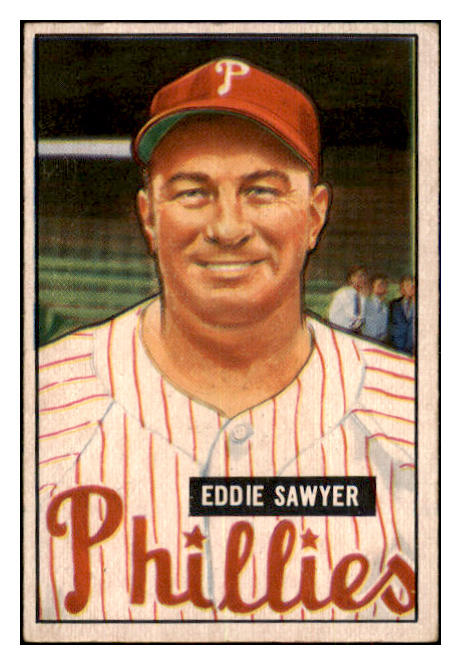 1951 Bowman Baseball #184 Eddie Sawyer Phillies VG-EX 463264