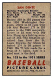 1951 Bowman Baseball #133 Sam Dente Senators EX-MT 463316