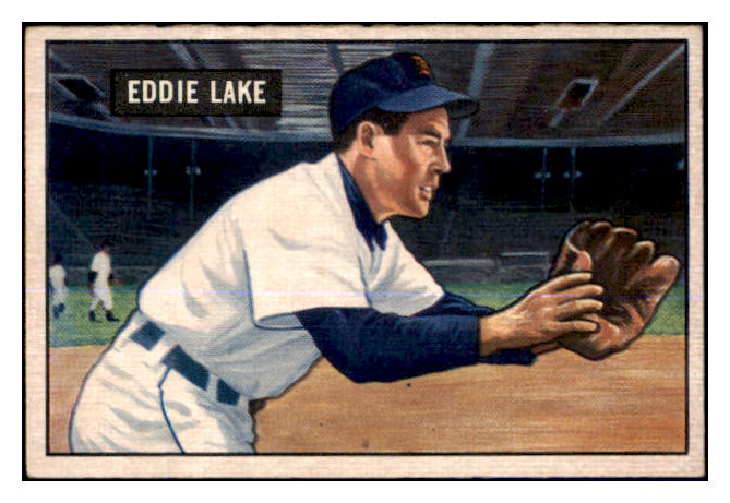 1951 Bowman Baseball #140 Eddie Lake Tigers EX-MT 463320