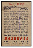1951 Bowman Baseball #250 Hank Borowy Tigers EX-MT 463351