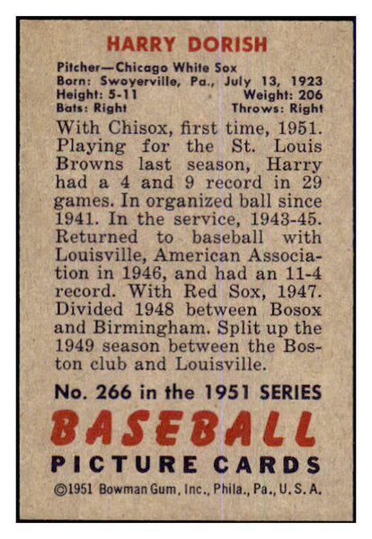 1951 Bowman Baseball #266 Harry Dorish White Sox EX-MT 463360