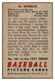 1951 Bowman Baseball #281 Al Widmar Browns EX-MT 463367
