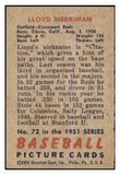 1951 Bowman Baseball #072 Lloyd Merriman Reds EX 463391