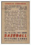 1951 Bowman Baseball #096 Sandy Consuegra Senators EX 463395