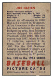 1951 Bowman Baseball #190 Joe Hatten Dodgers EX 463405