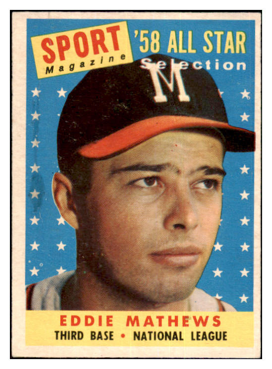 1958 Topps Baseball #480 Eddie Mathews A.S. Braves EX-MT 463671