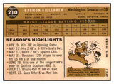 1960 Topps Baseball #210 Harmon Killebrew Senators EX 463683