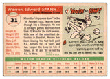 1955 Topps Baseball #031 Warren Spahn Braves GD-VG pin hole 463789