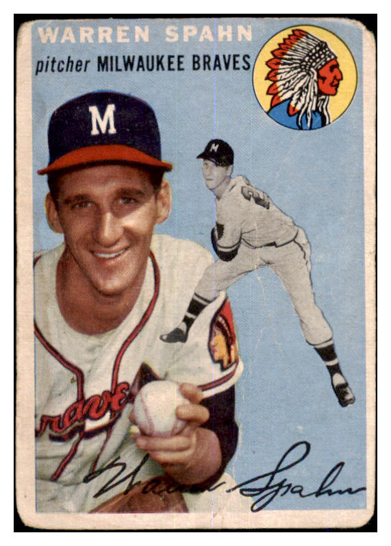 1954 Topps Baseball #020 Warren Spahn Braves Fair 463798