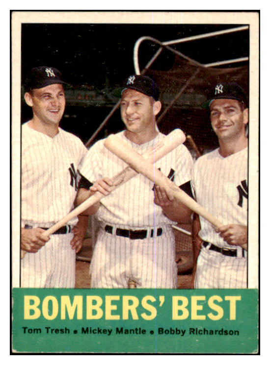 1963 Topps Baseball #173 Mickey Mantle Bobby Richardson VG-EX 463880