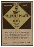 1961 Topps Baseball #482 Willie Mays MVP Giants VG-EX/EX 463975