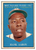 1961 Topps Baseball #484 Hank Aaron MVP Braves VG-EX 463985