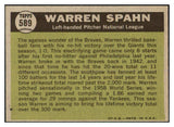 1961 Topps Baseball #589 Warren Spahn A.S. Braves EX 463987