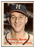 1957 Topps Baseball #090 Warren Spahn Braves EX 463994