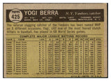 1961 Topps Baseball #425 Yogi Berra Yankees EX 464002