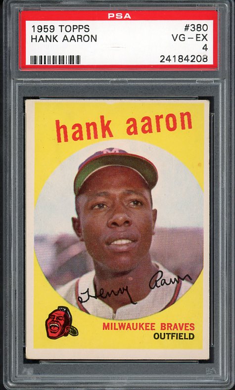 1959 Topps Baseball #380 Hank Aaron Braves PSA 4 VG-EX 464065
