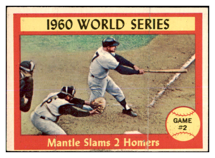 1961 Topps Baseball #307 World Series Game 2 Mickey Mantle EX 464139
