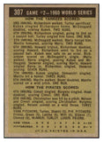 1961 Topps Baseball #307 World Series Game 2 Mickey Mantle EX 464139