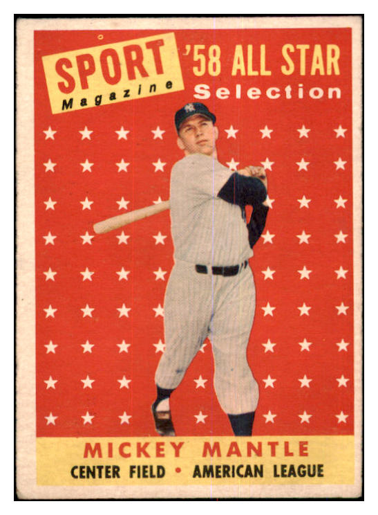 1958 Topps Baseball #487 Mickey Mantle A.S. Yankees VG/VG-EX 464155
