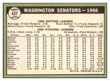 1967 Topps Baseball #437 Washington Senators Team EX-MT 464571