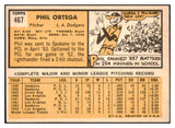 1963 Topps Baseball #467 Phil Ortega Dodgers EX 464591