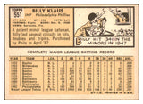 1963 Topps Baseball #551 Billy Klaus Phillies EX 464603