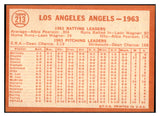 1964 Topps Baseball #213 Los Angeles Angels Team EX-MT 464620