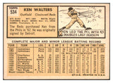 1963 Topps Baseball #534 Ken Walters Reds EX-MT 464646