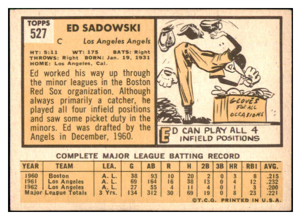 1963 Topps Baseball #527 Ed Sadowski Angels EX-MT 464647
