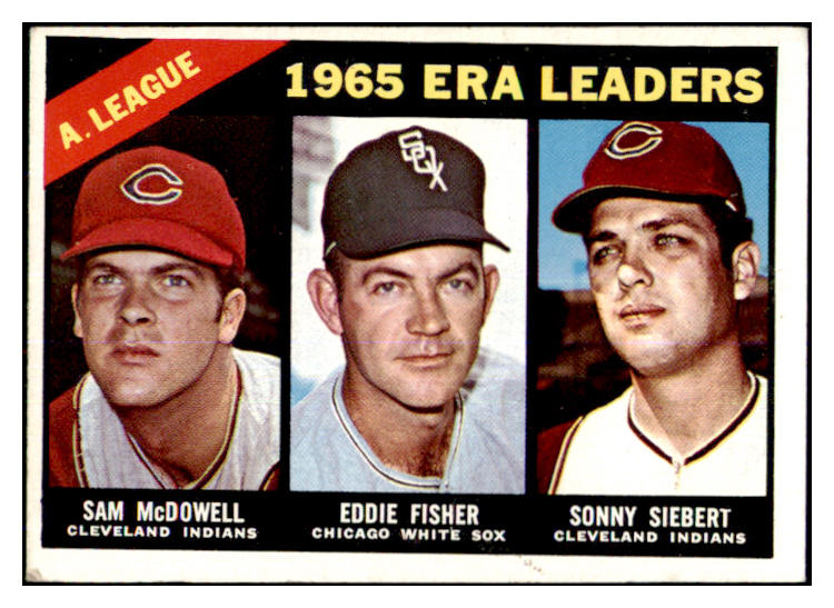 1966 Topps Baseball #222 A.L. ERA Leaders Sam McDowell EX 464764