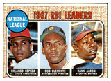 1968 Topps Baseball #003 N.L. RBI Leaders Clemente Aaron VG 464997