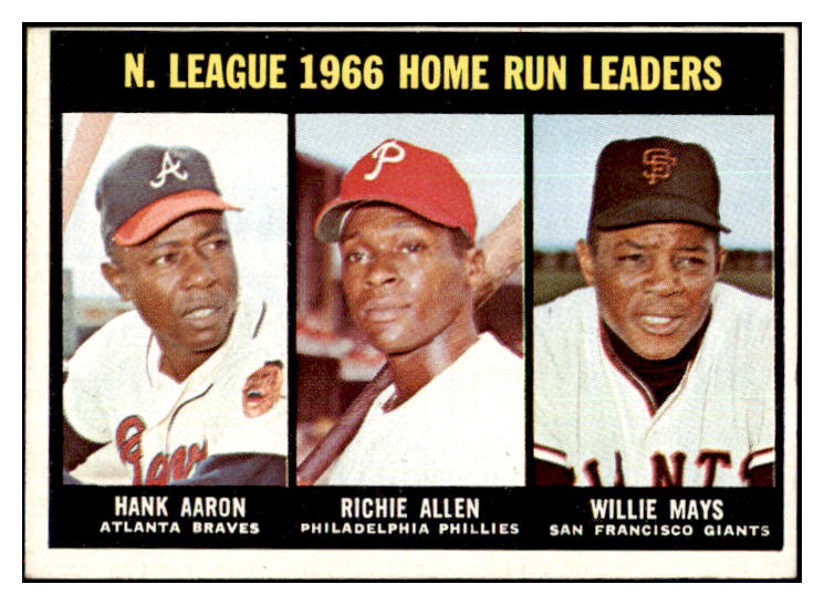 1967 Topps Baseball #244 N.L. Home Run Leaders Aaron Mays EX 465007