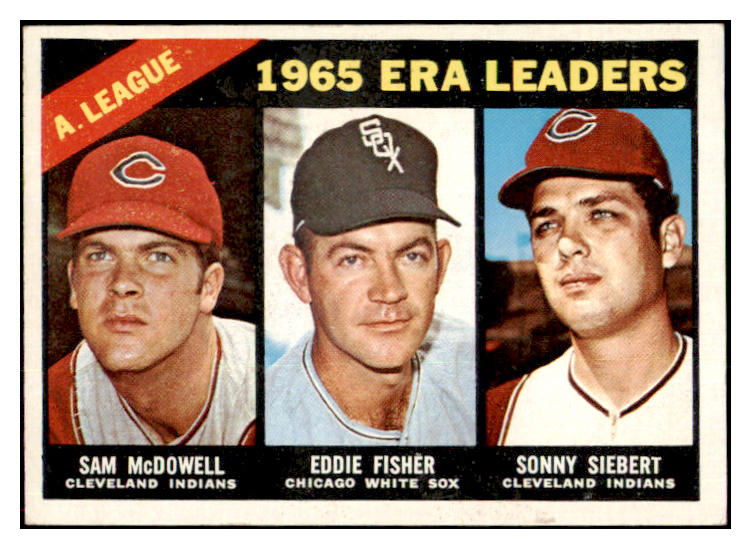1966 Topps Baseball #222 A.L. ERA Leaders Sam McDowell EX-MT 465038