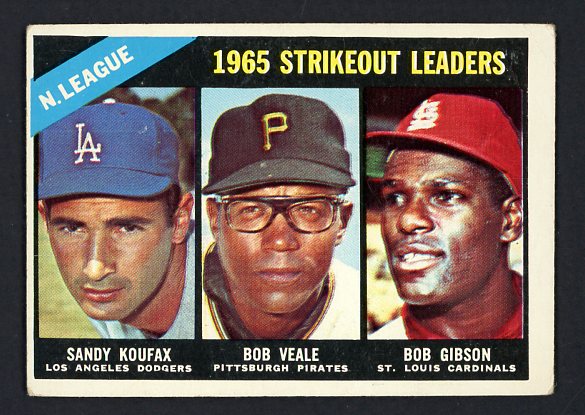 1966 Topps Baseball #225 N.L. Strike Out Leaders Sandy Koufax VG-EX 465041