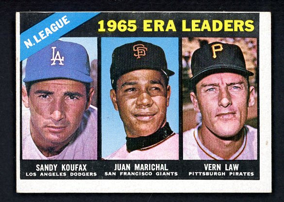 1966 Topps Baseball #221 N.L. ERA Leaders Sandy Koufax VG 465042