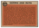 1962 Topps Baseball #140 Babe Ruth Lou Gehrig EX-MT 465128