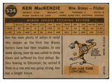 1960 Topps Baseball #534 Ken MacKenzie Braves VG 465214