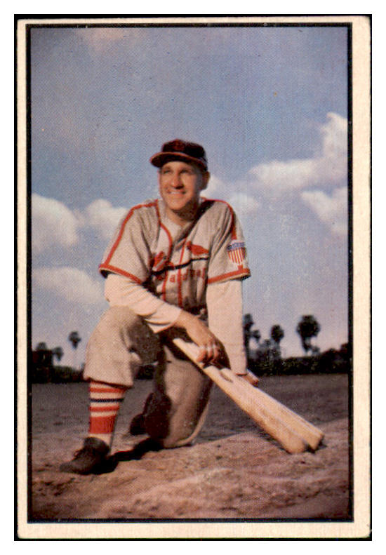 1953 Bowman Color Baseball #081 Enos Slaughter Cardinals Good residue back 465253