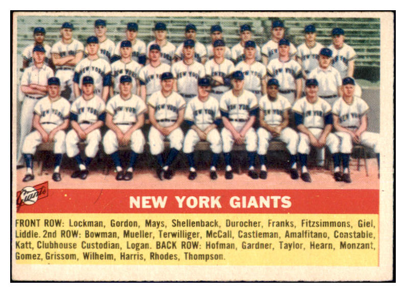 1956 Topps Baseball #226 New York Giants Team EX-MT 465280