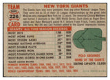 1956 Topps Baseball #226 New York Giants Team EX-MT 465280