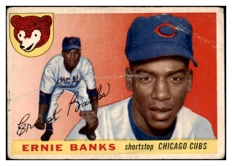 1955 Topps Baseball #028 Ernie Banks Cubs Fair 465319