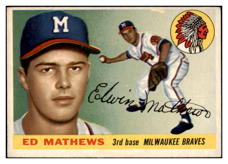 1955 Topps Baseball #155 Eddie Mathews Braves EX+/EX-MT 465326