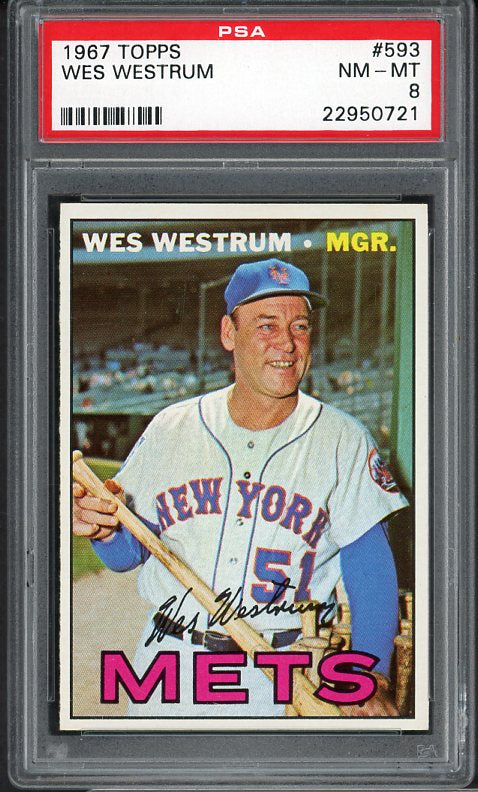 1967 Topps Baseball #593 Wes Westrum Mets PSA 8 NM/MT 465465