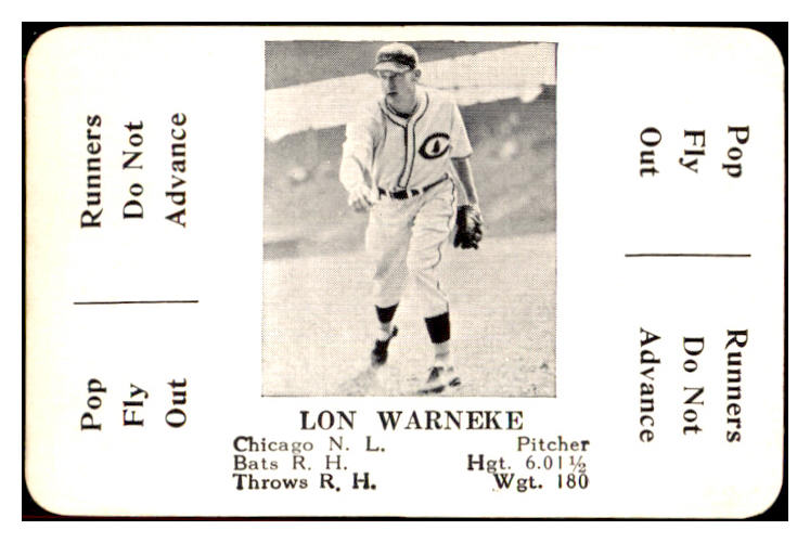 1936 S & S Game Lon Warneke Cubs EX-MT 465720