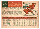 1959 Topps Baseball #415 Bill Mazeroski Pirates EX 465963