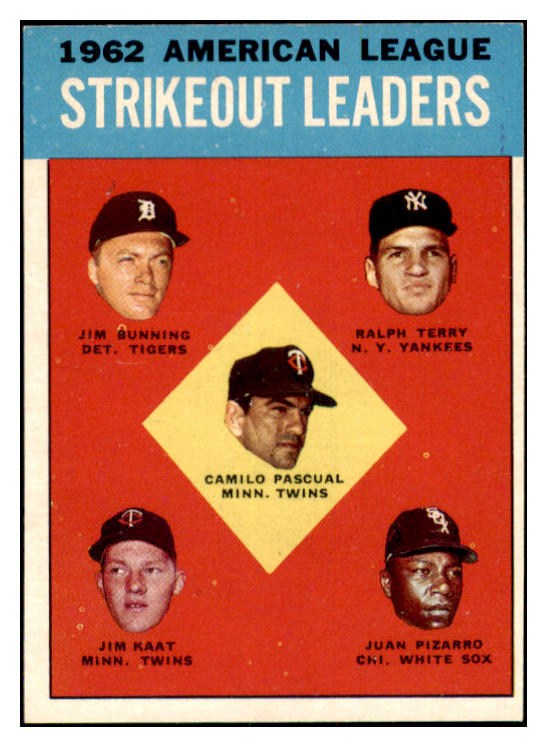 1963 Topps Baseball #010 A.L. Strike Out Leaders Jim Bunning EX-MT 466028