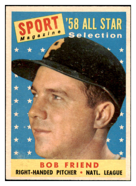 1958 Topps Baseball #492 Bob Friend A.S. Pirates NR-MT 466090