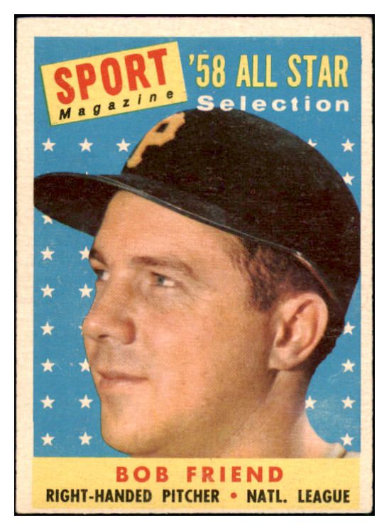 1958 Topps Baseball #492 Bob Friend A.S. Pirates VG-EX 466091